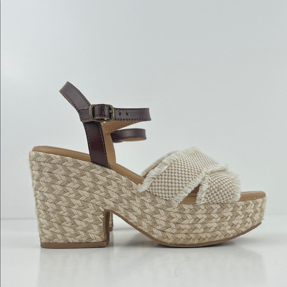 Skechers Cali Platform Sandals Heaters Bay Bell Natural Tone Boho Vibes Size 8